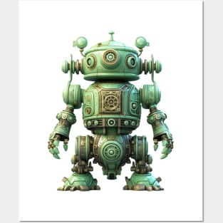 Steampunk Green Robot #6 Posters and Art